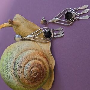 Elegant Sterling Silver and Onyx Dangle Earrings